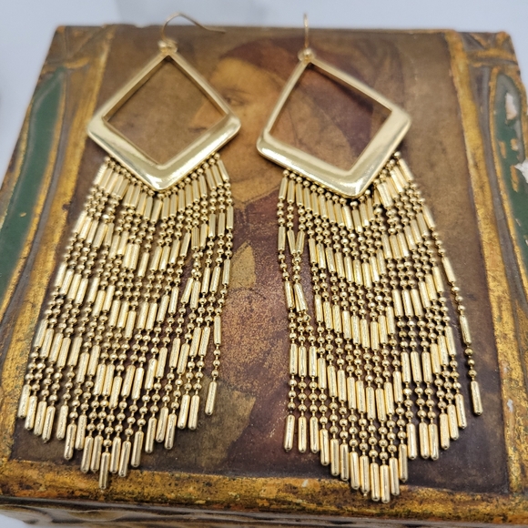 Goldtone Tassel Earrings • Brand New • Long Dangles • Better Costume - Picture 1 of 5